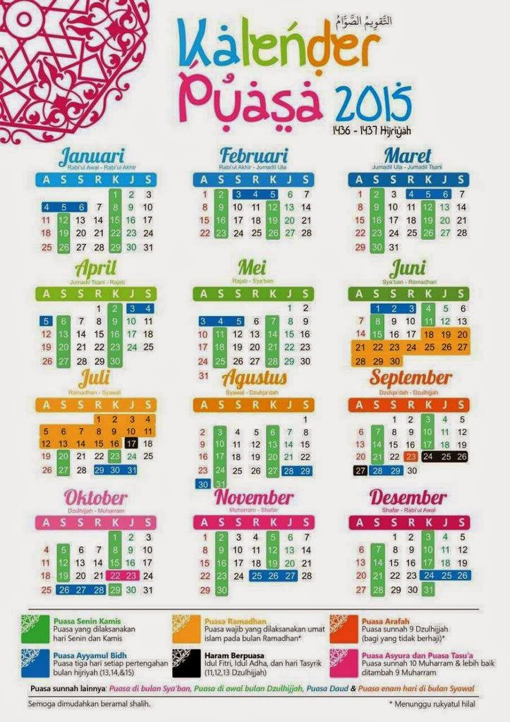 Jadwal Puasa Sunah 2015 + Kalender Puasa Sunah  YOCTAE
